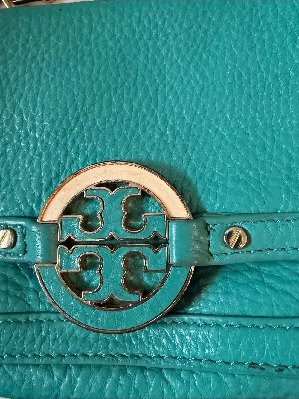 Tory Burch Teal Leather Crossbody Bag with Chain Strap